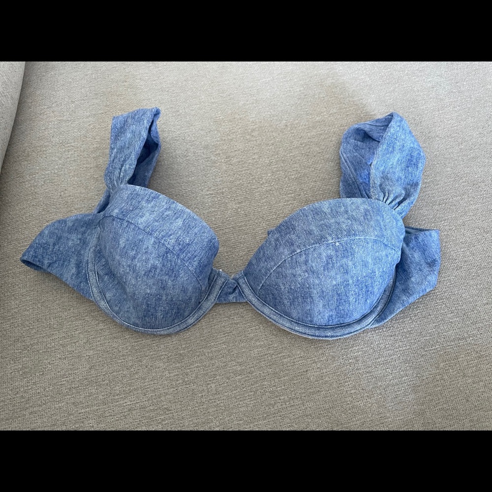 WeWoreWhat Claudia Bikini Top - Light Wash Denim